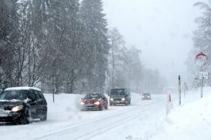 cars street winter snow ice mud road salt